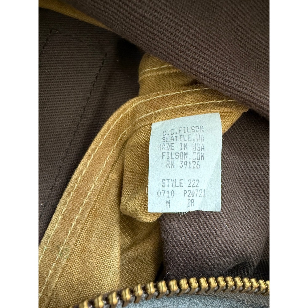Filson Rugged Twill Duffle Bag Cinder Brown Leather Trim Travel Heavy Canvas - Picture 10 of 16